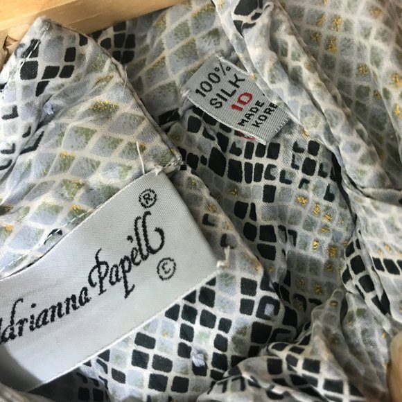 ADRIANNA PAPELL 100% Silk Vintage Snake Print Georgette Blouse Size 10 - Picture 9 of 9